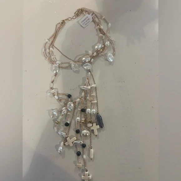 Free People Ariana Ost something beautiful Boho Pearl and Bead Necklace - Picture 7 of 7